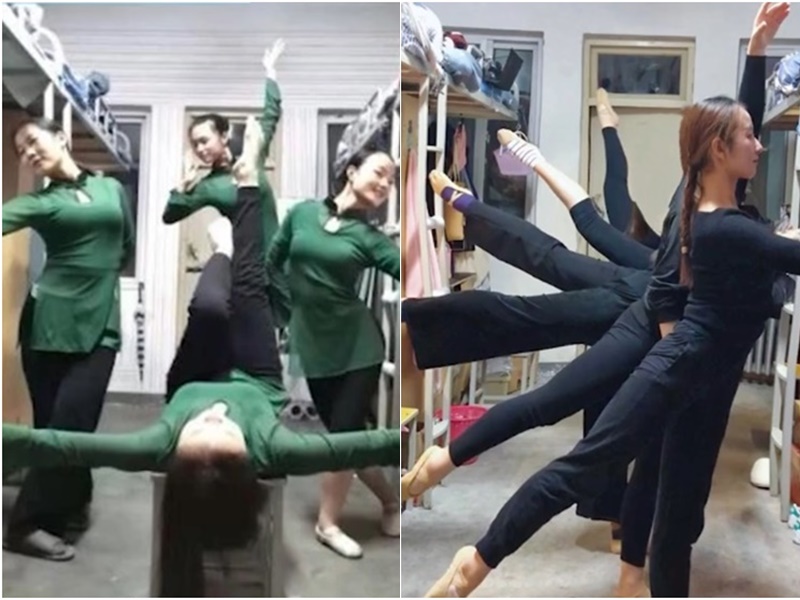 舞蹈專科女生高難度拍照。網上圖片