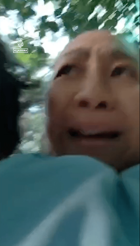 菲傭 Nerissa Catabay面露驚恐神色。X@Al Jazeera English