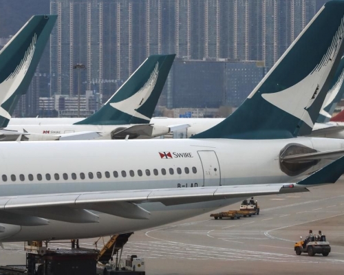 国泰航空8月份载客按年跌11.3%。AP图片