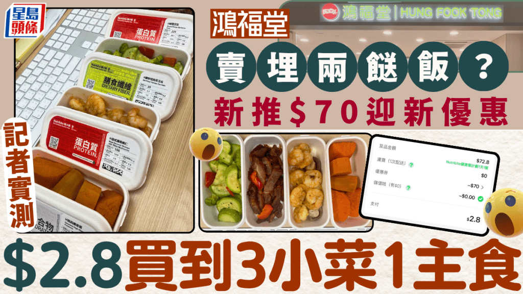 鴻福堂兼賣兩餸飯？聯手內地Z健康飯盒「Nutribite 維小飯」推$70迎新優惠 記者實測：$2.8買到3餸1主食