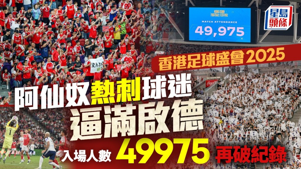 香港足球盛會2025｜球迷逼滿啟德主場館  入場人數49975再破紀錄  熱刺1:0贏阿仙奴