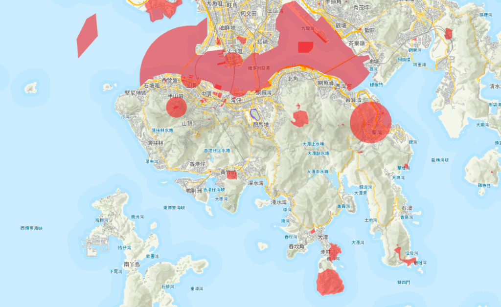 本港不少地區被劃為禁飛區。