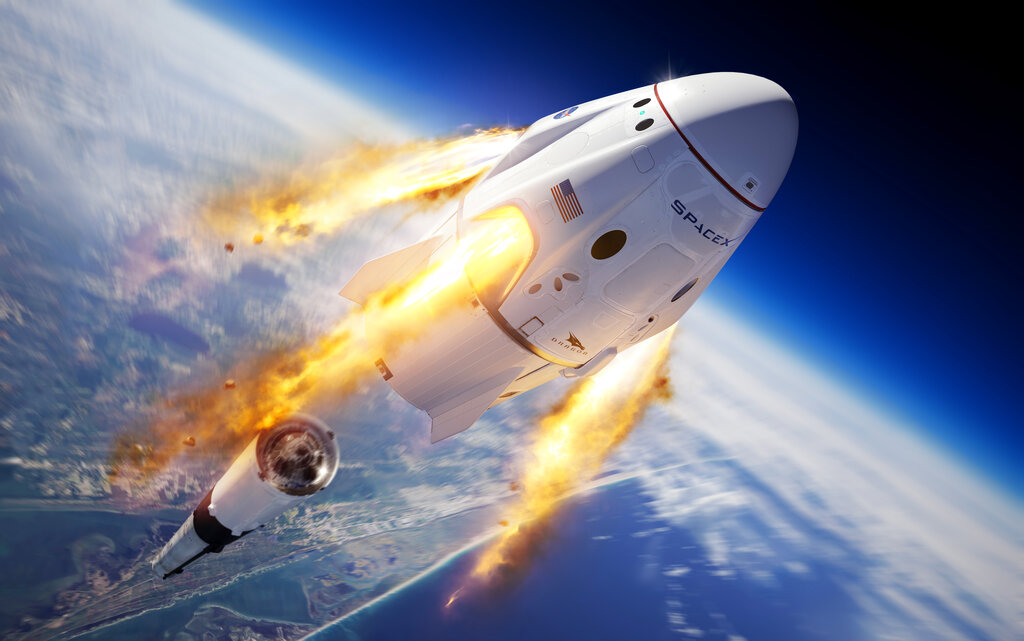 NASA聯手SpaceX運載太空人升空。AP