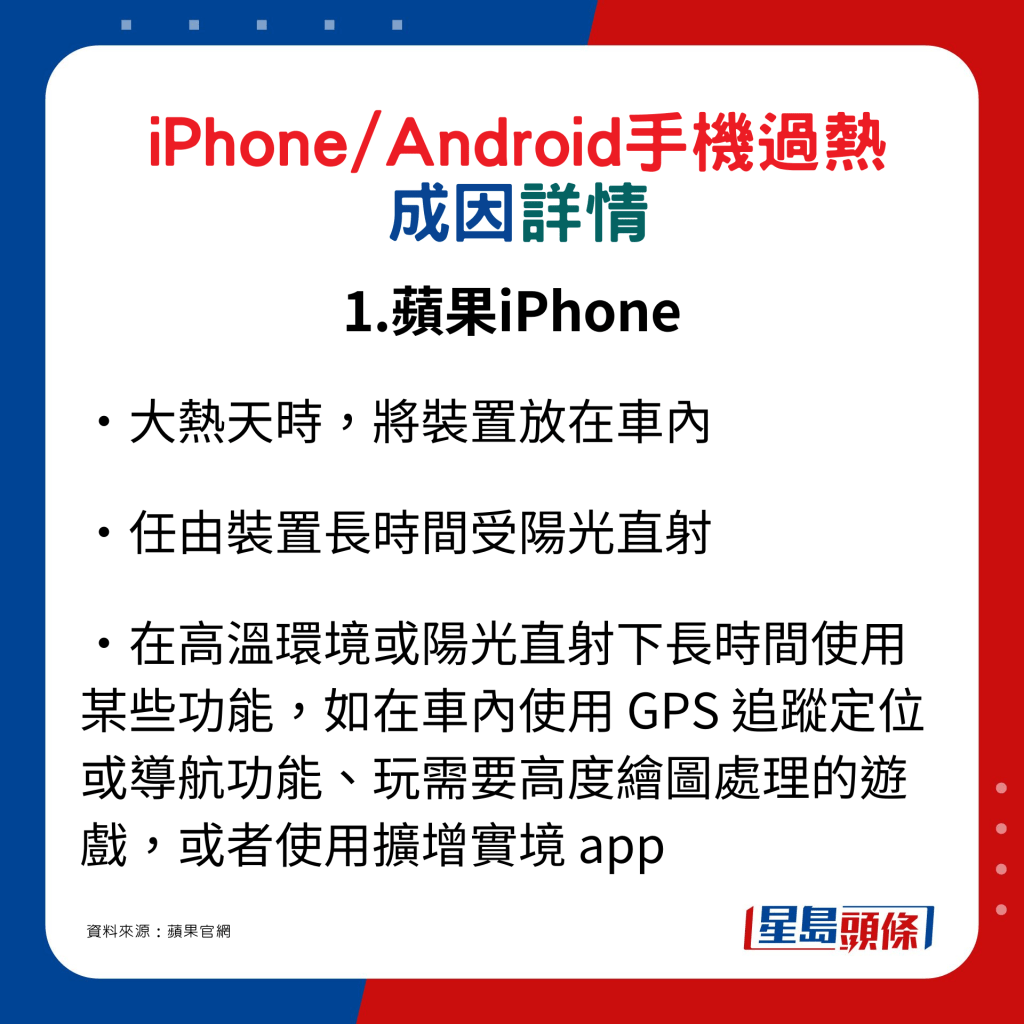 iPhone/Android手機過熱成因詳情：1. 蘋果iPhone
