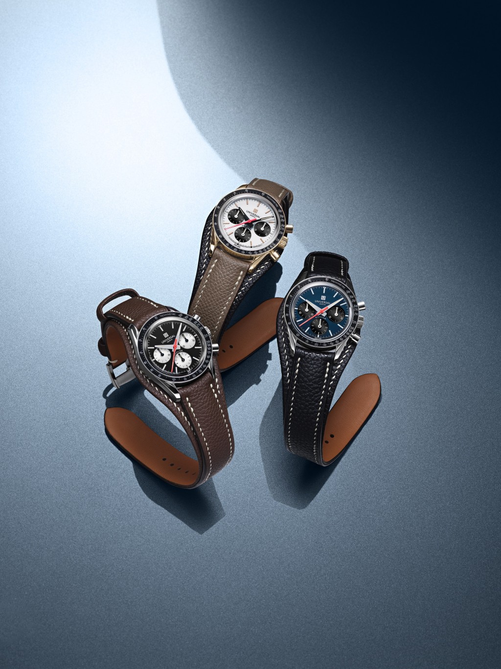 Universal Genève  Tribute to 'The Nina' Compax另一組三款新作。