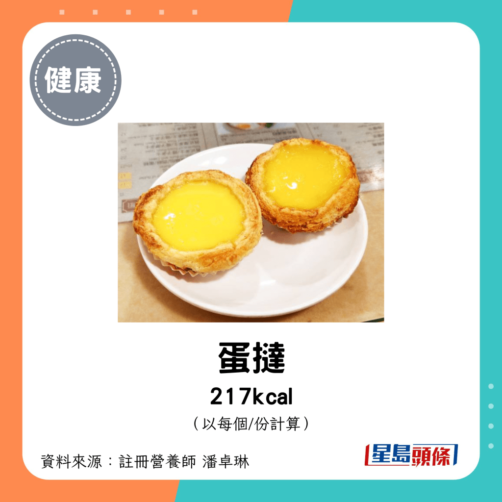 蛋撻 217kcal（每個）