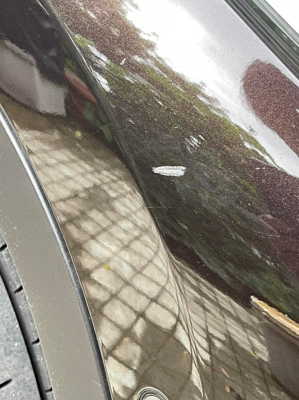 私家車車頭刮花了。網民Alan Tang圖片