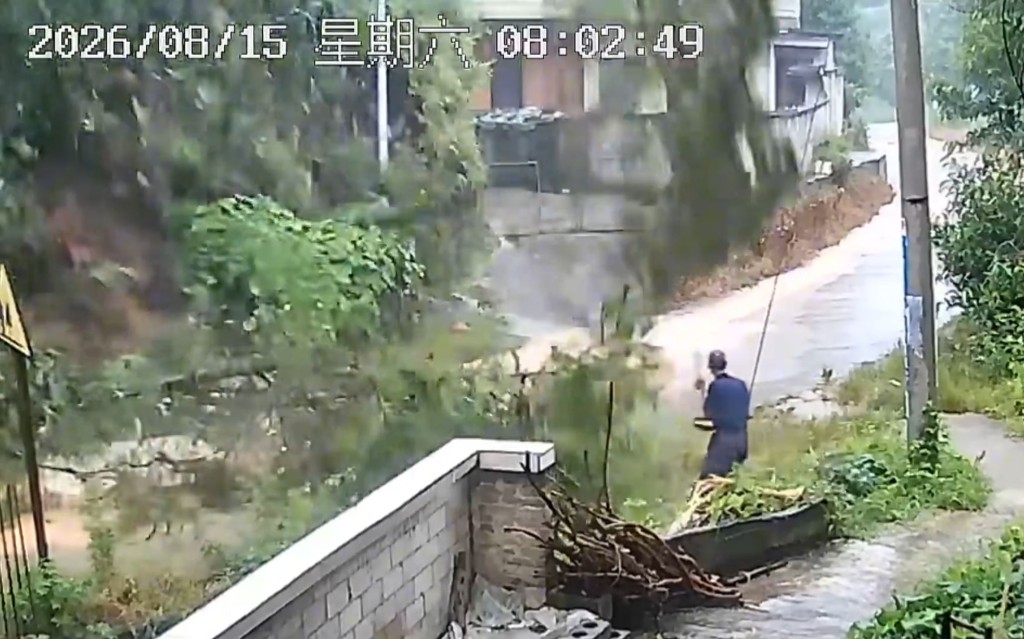 廣西平南縣山泥傾瀉，阿伯靈活閃身完美避過一排倒下的樹木。抖音