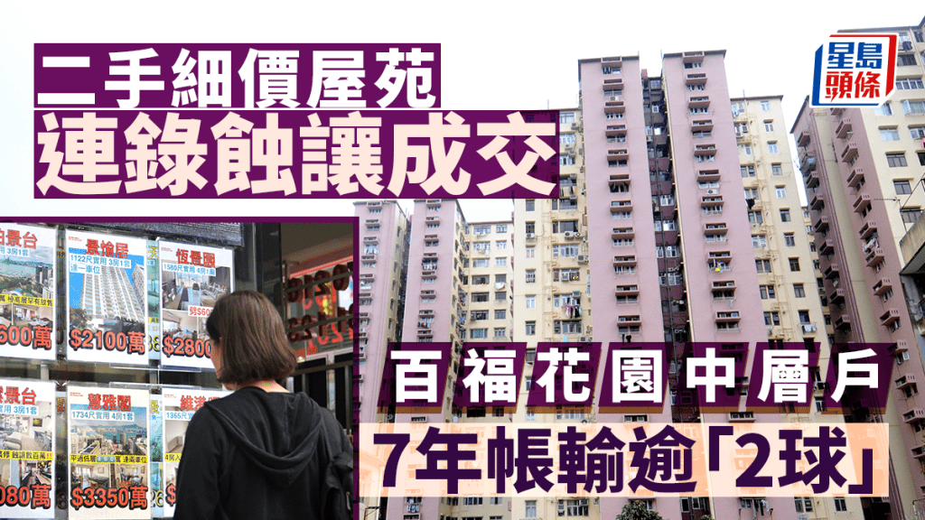 細價屋苑連錄蝕讓成交 百福花園中層戶545萬沽 持貨7年帳輸逾「2球」