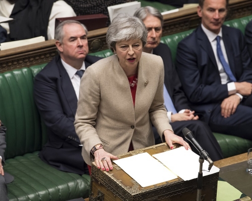 英國下議院「指示式投票」否決全部４項脫歐選項。圖為文翠珊。美聯社
