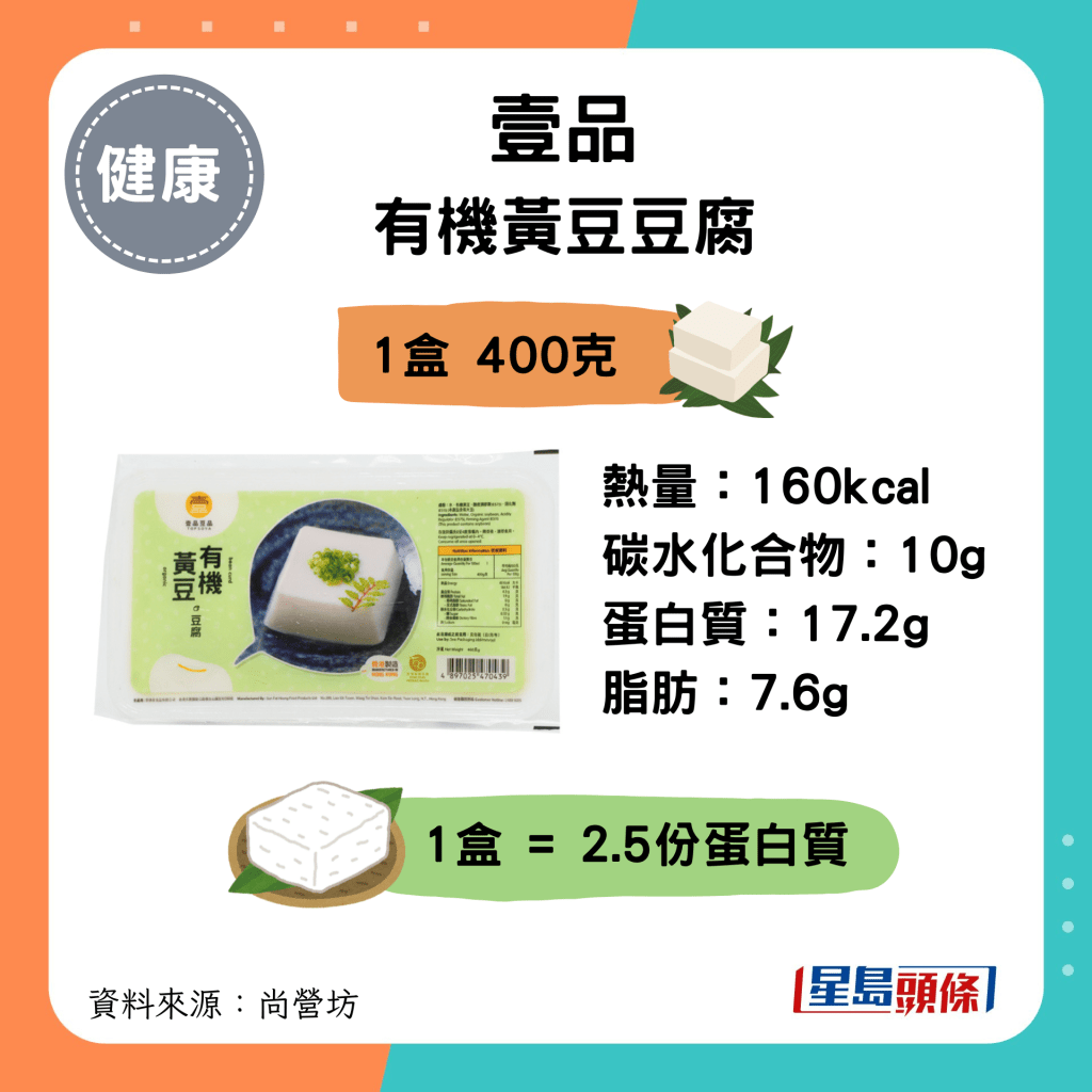 壹品有机黄豆豆腐：160kcal