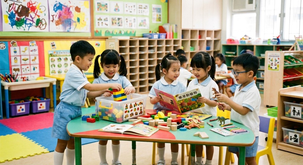 手足口病：小朋友上學時，常因共用玩具、個人物品或集體活動而增加交叉感染風險。（AI生成示意圖）