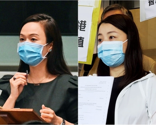 劉小麗（右）提選舉呈請獲勝，陳凱欣（左）被裁定非妥為當選。
