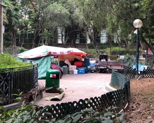 深水埗通州街公園長期有露宿者生活。資料圖片