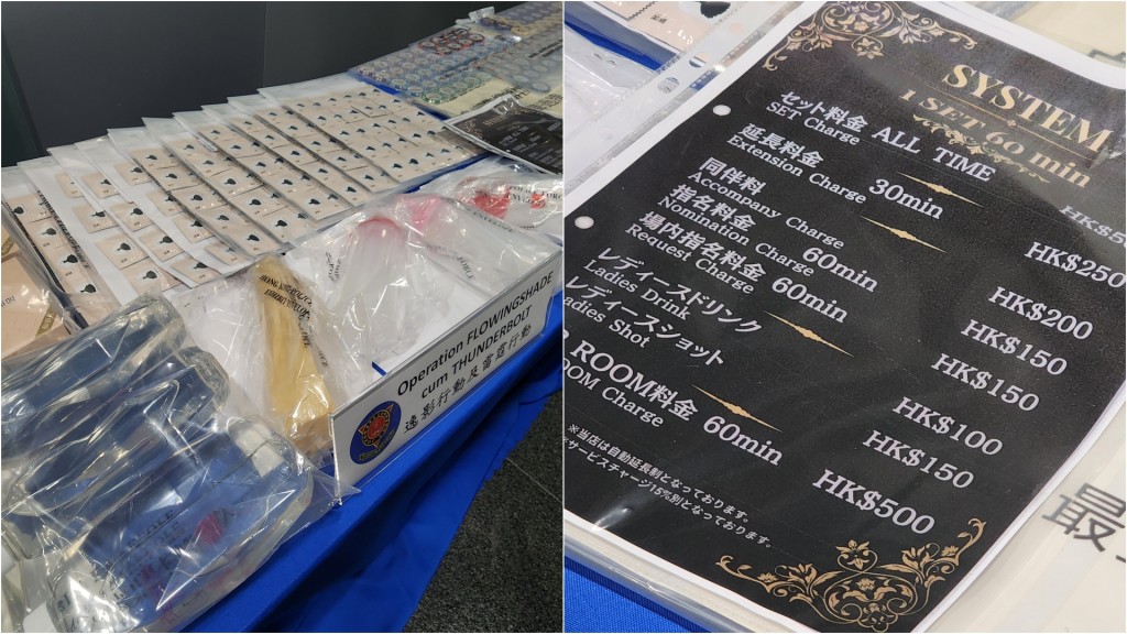 警方大反黑破多區賭檔毒窟淫竇 拘74男女包括印籍頭目及日本人 檢日文夜總會價單