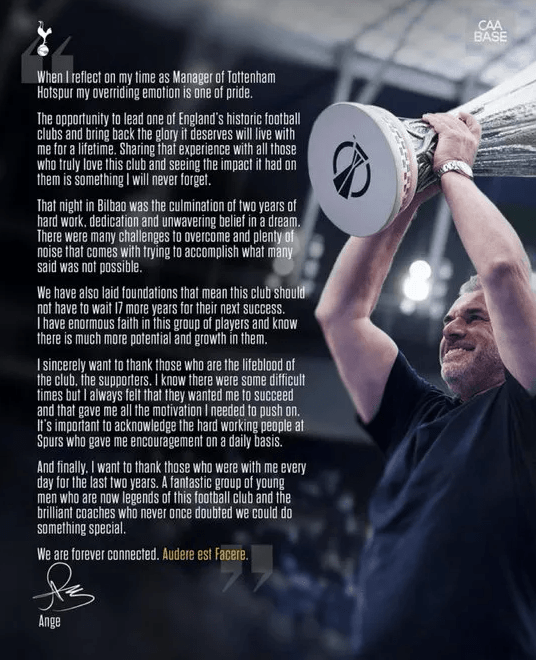 昔斯迪高古在社交媒體感謝球員和球迷。昔斯迪高古IG截圖