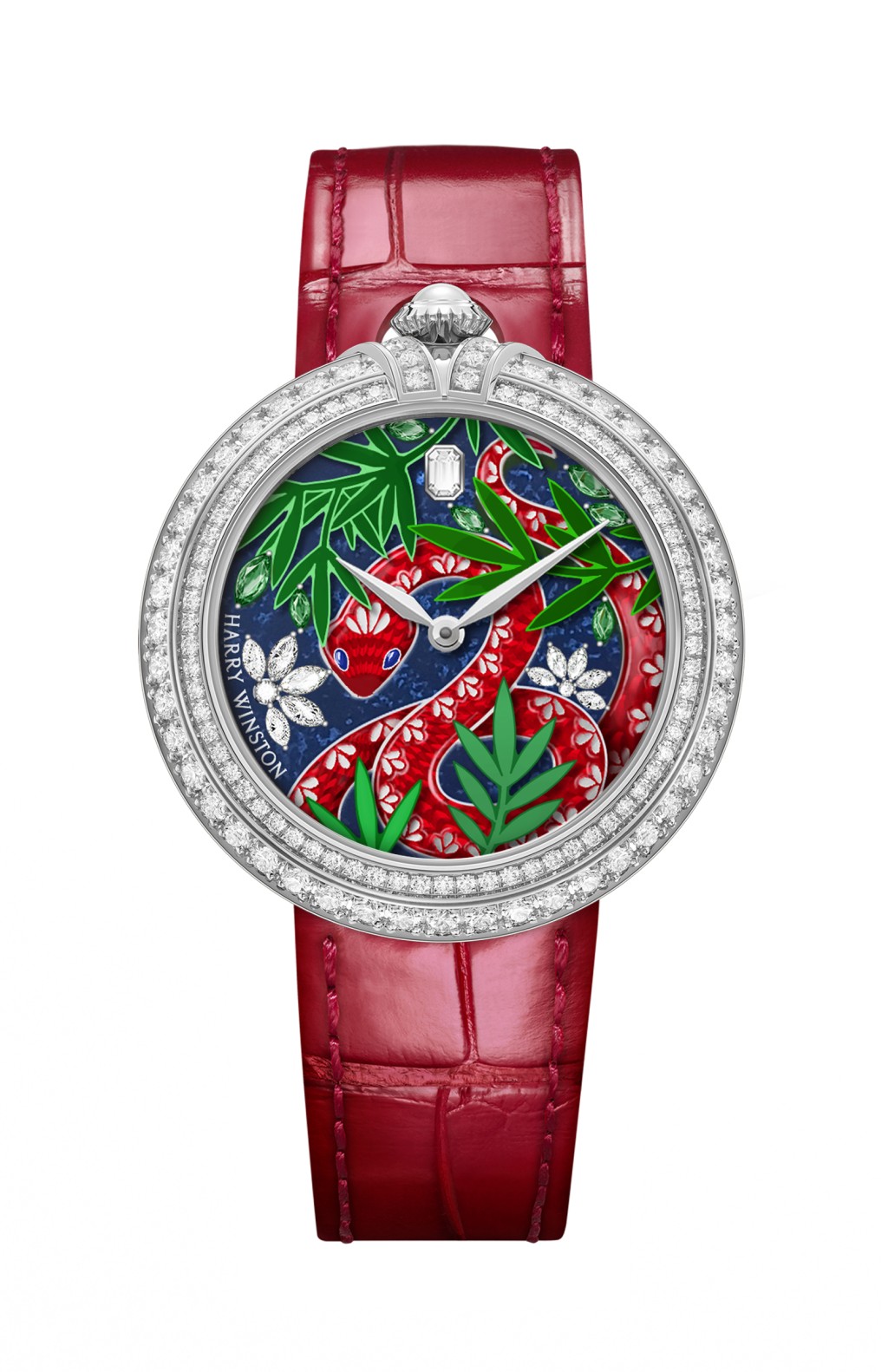 Harry Winston  Moments Collection Chinese New Year Automatic 36mm，表壳：36mm白金/ 机芯：HW200自动/ 限量：各8枚/ 售价：$560,200（白金）。