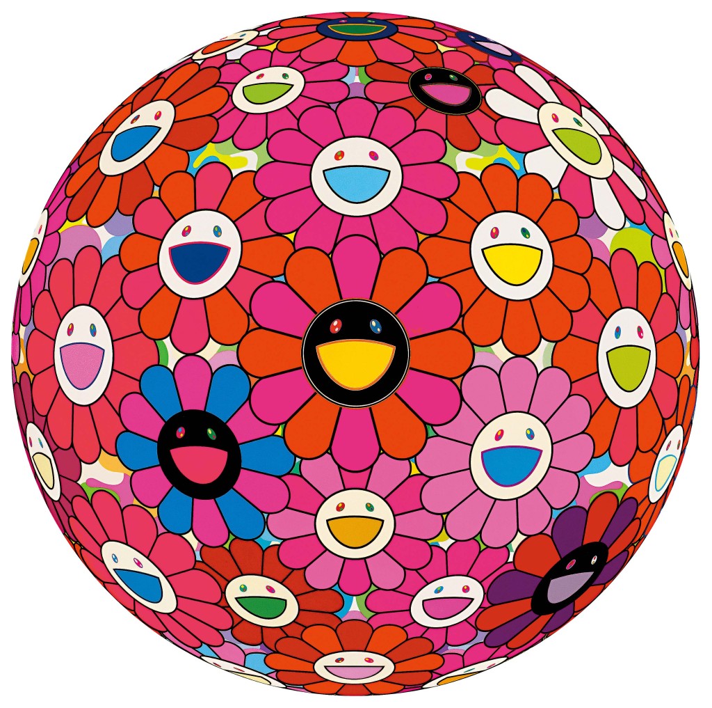 村上隆《花團》，壓克力彩 銀箔畫布裱於木板　2015年作，直徑100cm 估價：HK$ 900,000-1,500,000