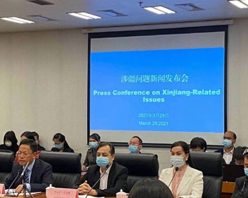 就涉疆問題外交部與新疆自治區今日舉行記者會。新華社