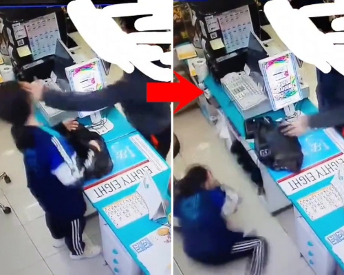 因提醒客人戴口罩，南韓女店員被打一巴掌倒地。