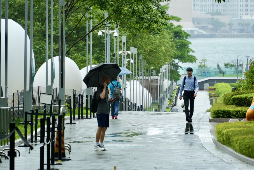 展望明日間中有驟雨，雨勢有時較大。劉駿軒攝