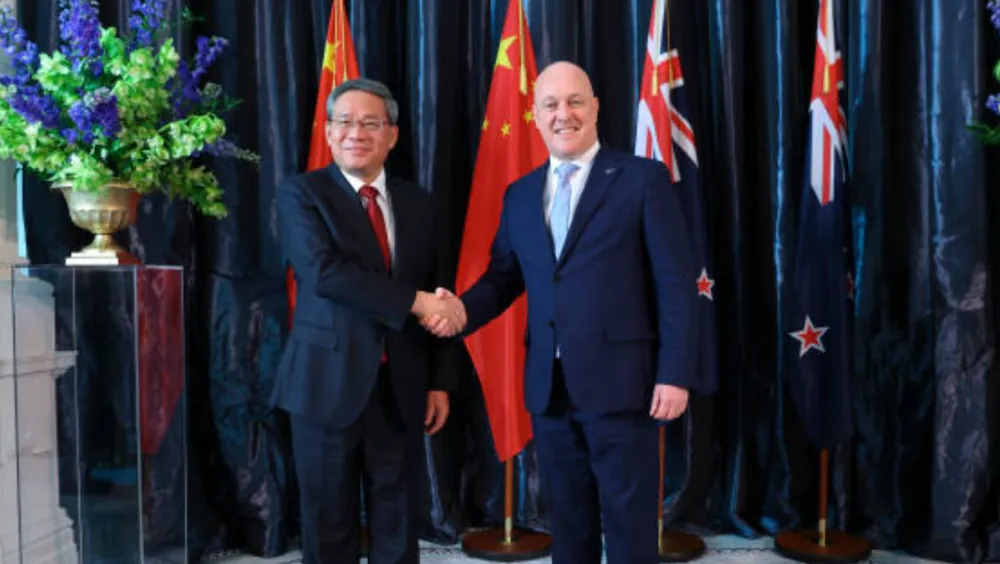 新西蘭總理表示和李強總理討論了兩國的貿易夥伴關係。