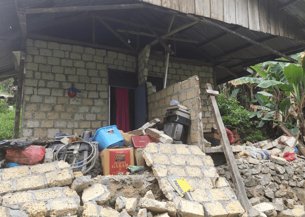 市内不少房屋遭地震破坏。