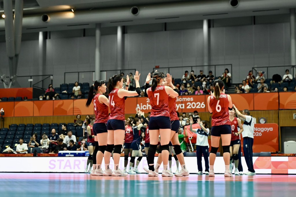 亞運會分組賽香港女排3:0戰勝卡塔爾。劉駿軒攝 亞運會分組賽香港女排3:0戰勝卡塔爾。劉駿軒攝