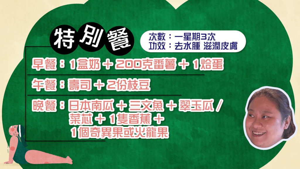 第三周Gloria按Toby喜好設計的特別餐,但Toby竟然沒吃。 第三周Gloria按Toby喜好設計的特別餐,但Toby竟然沒吃。