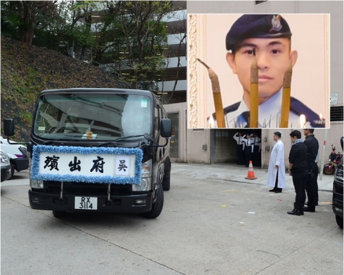 猝死警員吳德和周日出殯。資料圖片