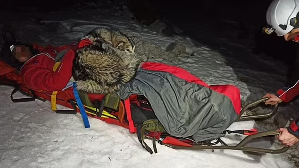 堕崖受困150米深谷，登山男靠雪橇犬「肉身保暖13小时」获救。 FB