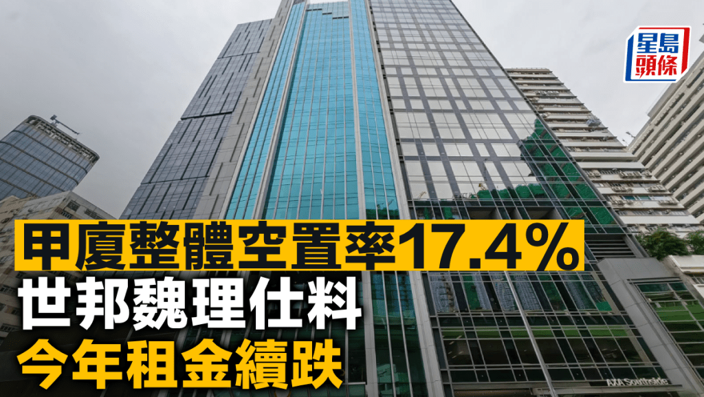 甲廈整體空置率17.4% 世邦魏理仕料今年租金續跌
