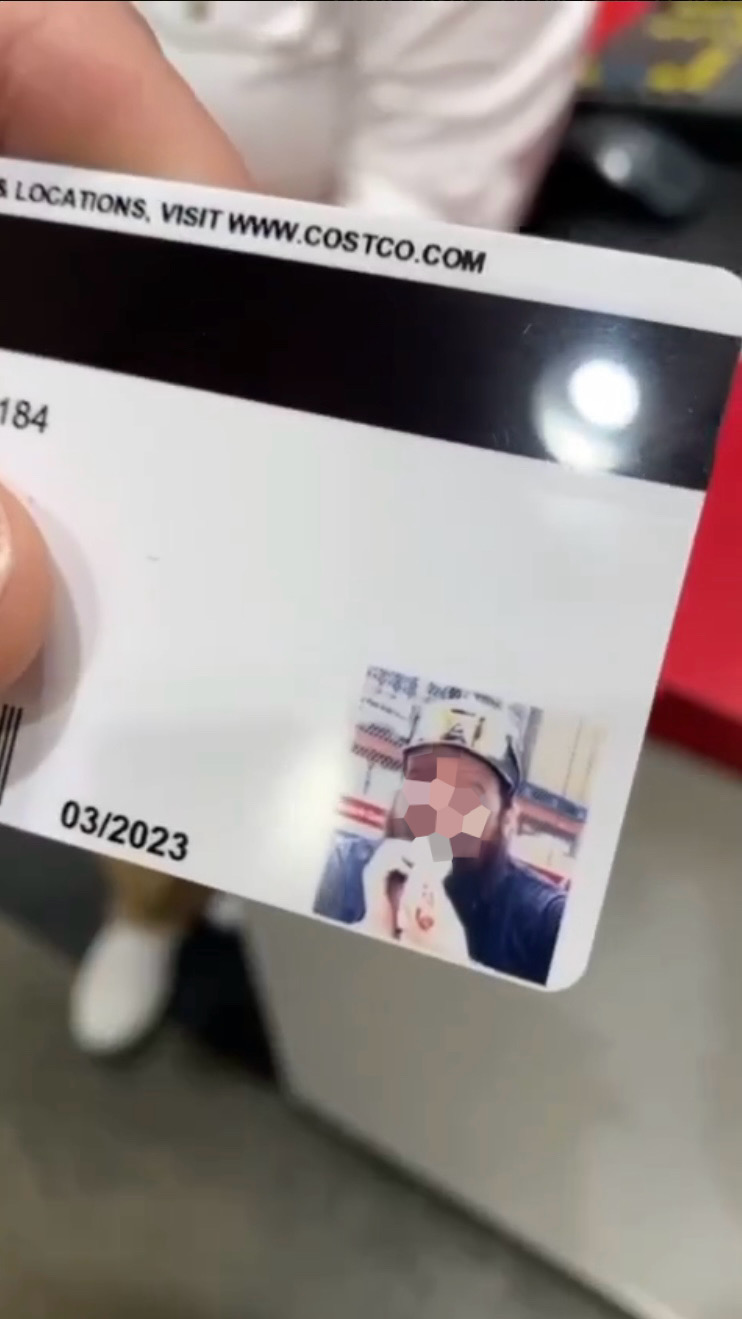 Costco会员卡印有持卡人的照片。Instagram