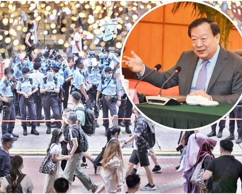 夏寶龍（小圖）讚揚香港警隊是香港的驕傲，也是國家的驕傲。資料圖片