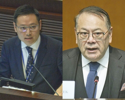 石禮謙(右)一度質疑徐英偉(左)未有直接回應問題,提醒官員不能「遊花園」。 資料圖片