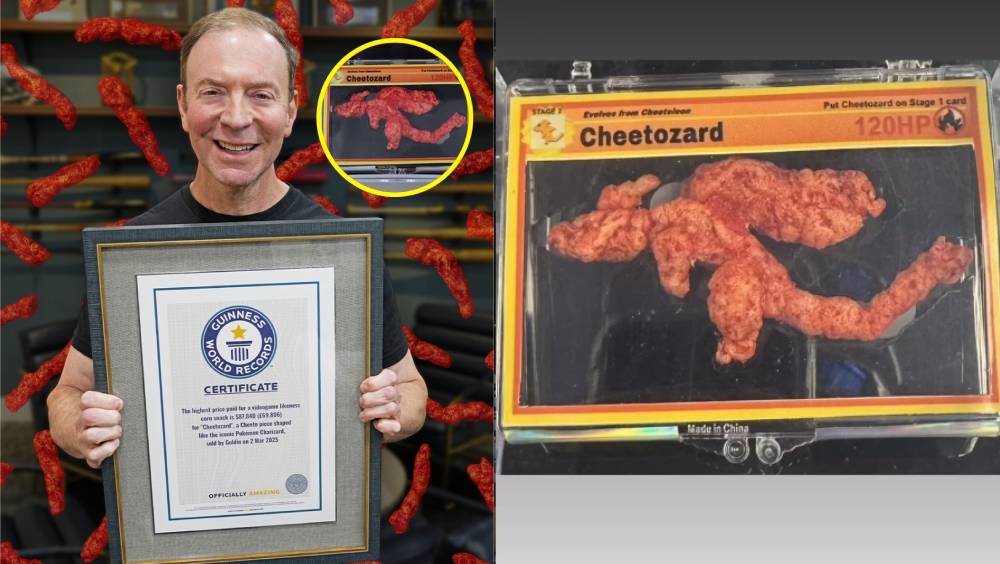 「噴火龍」造型粟米條近69萬天價成交，獲健力士世界紀錄認證。 