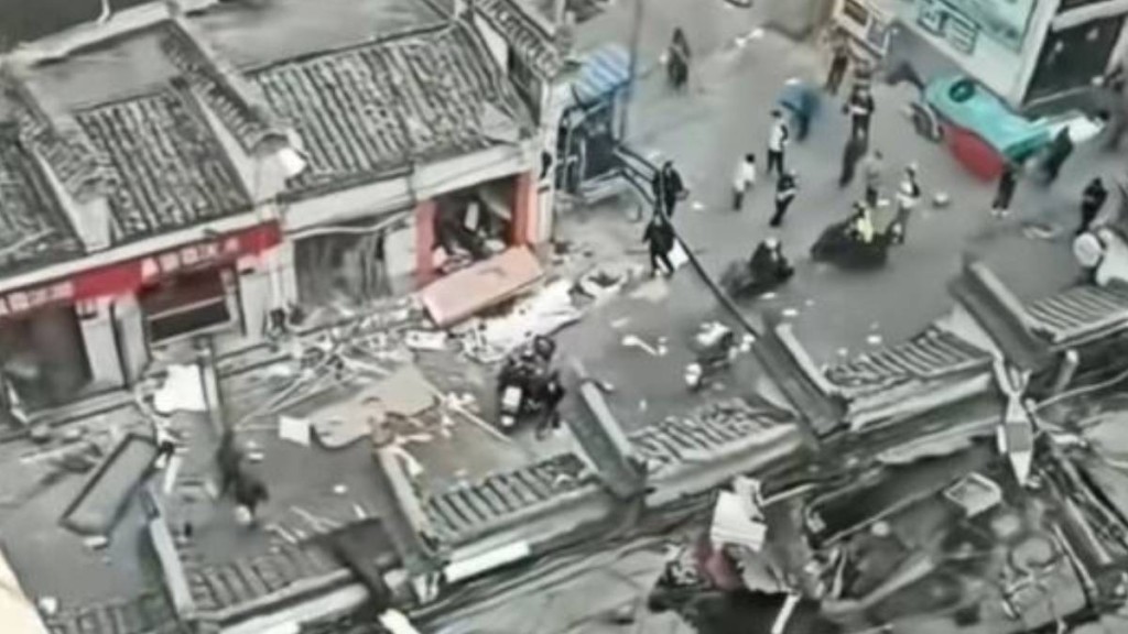 甘肅蘭州有文化美食街發生爆炸導致1死1傷。抖音@蘭州眾安城