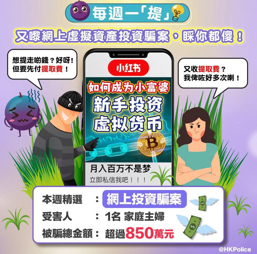 案中主婦失財850萬。香港警察fb圖片