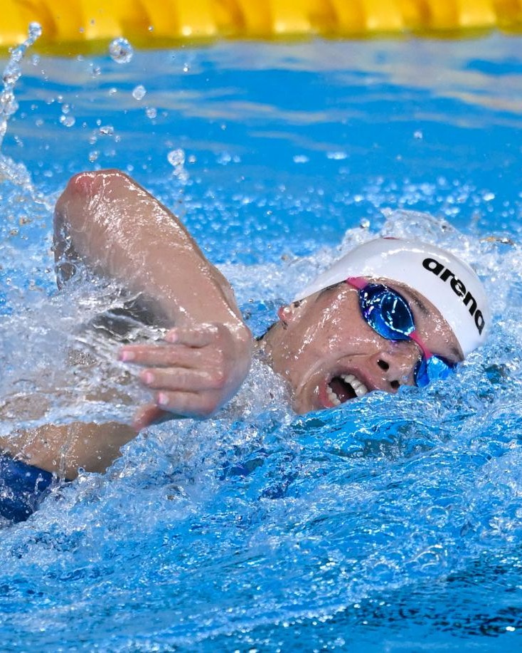 何詩蓓在多哈世錦賽200米自由泳由頭帶到尾奪冠. 相片: 世界游泳FB 