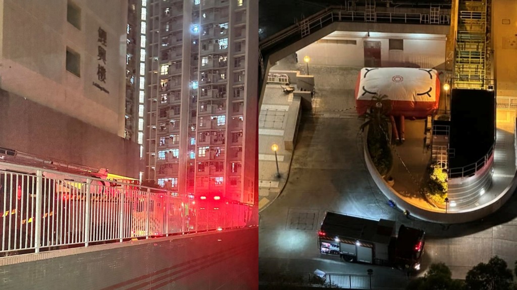 油塘鯉魚門邨男子企跳 談判專家勸喻 消防開氣墊戒備