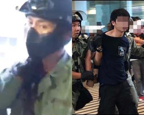 被告許添力(右)涉於觀塘站割警員頸。 資料圖片