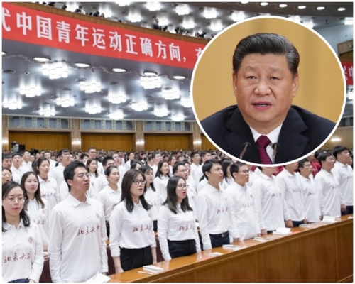 習近平在五四運動100周年大會上闡明青年要繼續發揚五四精神。新華社