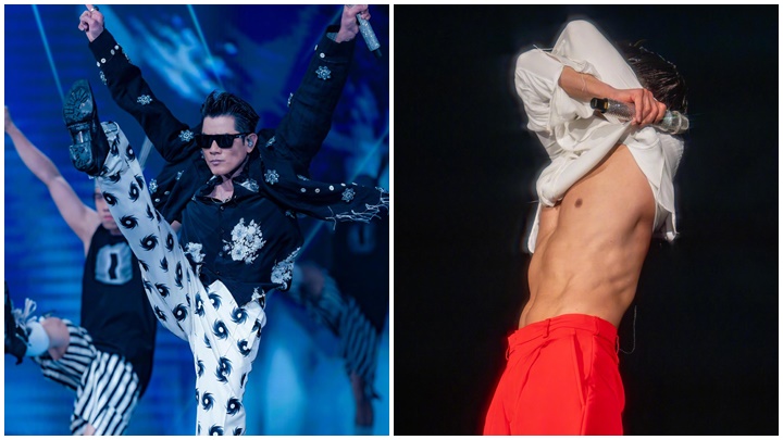 郭富城未等三寶滿月繼續巡唱賺奶粉錢  首登高雄巨蛋大方拉高恤衫露胸腹肌回饋歌迷