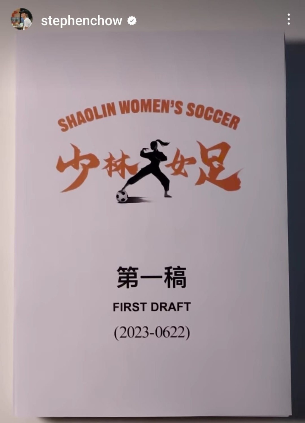 新片《少林女足》(功夫女足)劇本封面。