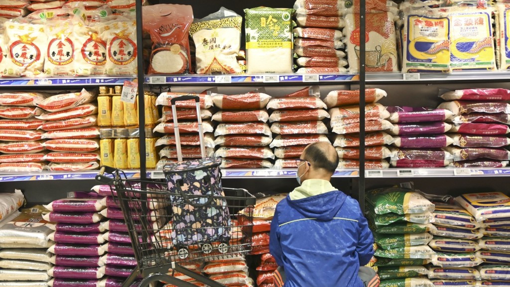 食米的售價在連續3年錄得升幅後，在去年稍微下跌2%。資料圖片