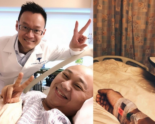 Bob手術後精神好好,仲搞笑幫靚仔醫生做媒人。(fb圖片)