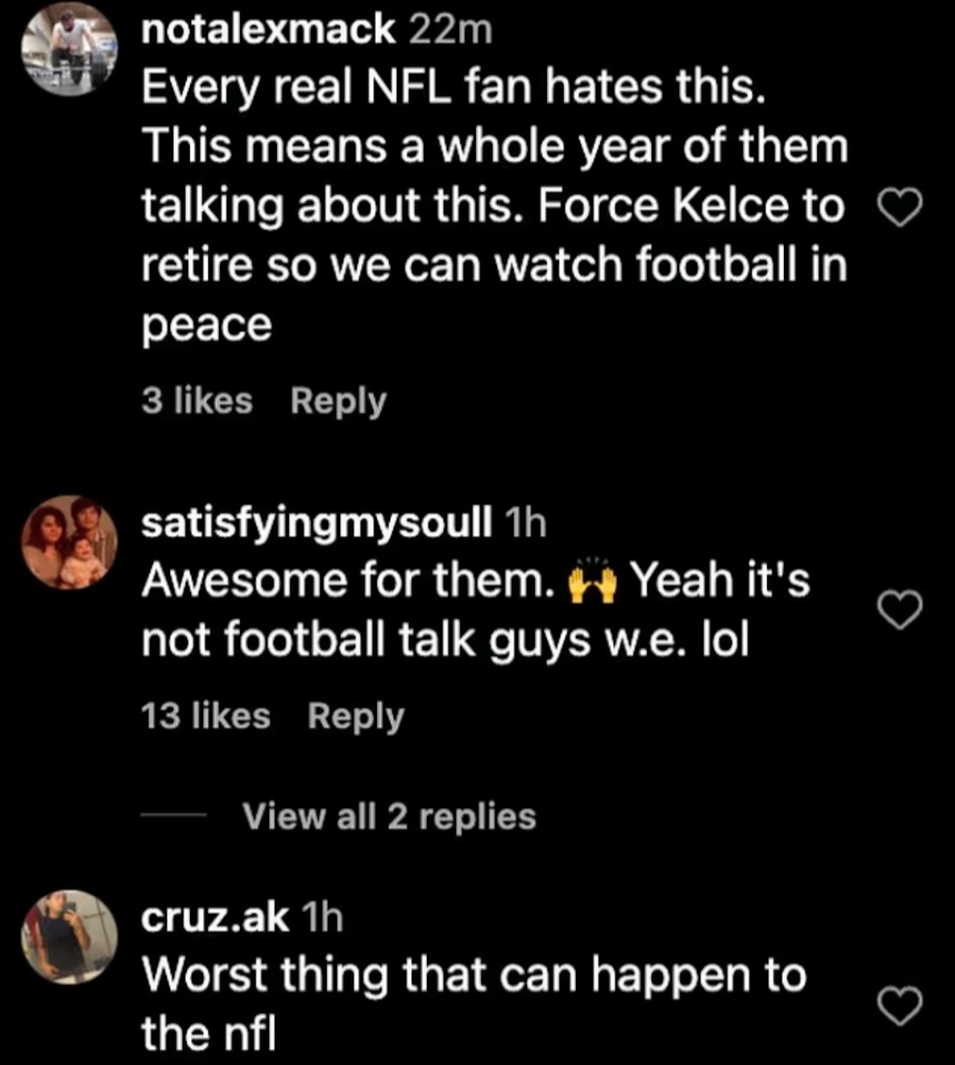 但不少球迷就對二人高調晒幸福感討厭,有人更指二人訂婚對NFL來說是最壞的事。 但不少球迷就對二人高調晒幸福感討厭,有人更指二人訂婚對NFL來說是最壞的事。