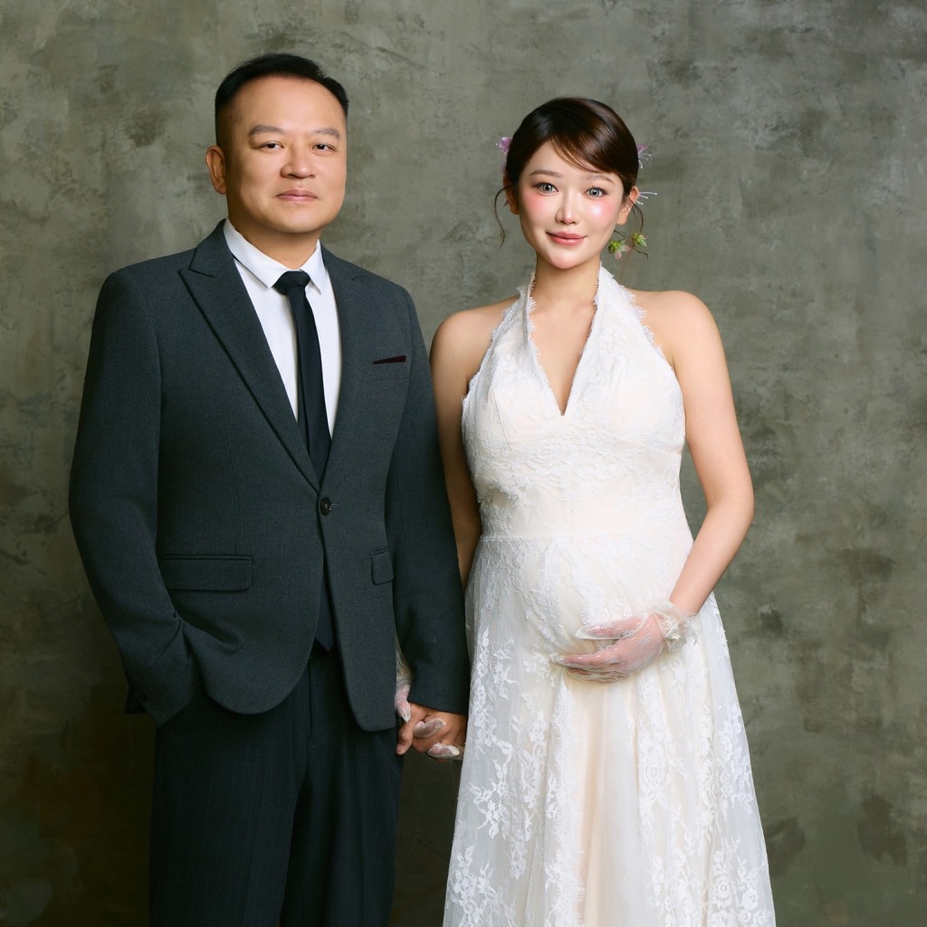 程美段與丈夫婚照。 程美段與丈夫婚照。