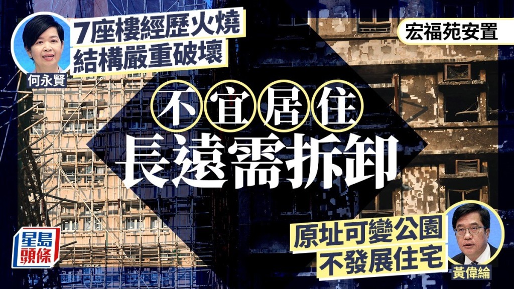 宏福苑安置｜7座楼结构破坏严重 何永贤：不宜居住须拆卸 黄伟纶称原址可变公园 不发展住宅