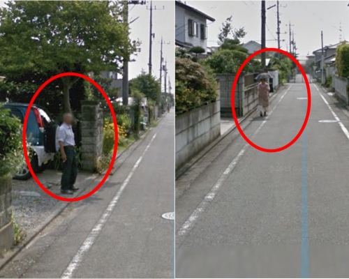 日本網民於Google街景發現亡父的身影，發現他正等候母親回家。網圖